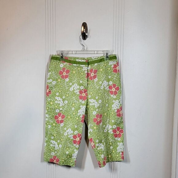 Westbound Green & Pink Flowered Walking Shorts - Picture 1 of 7